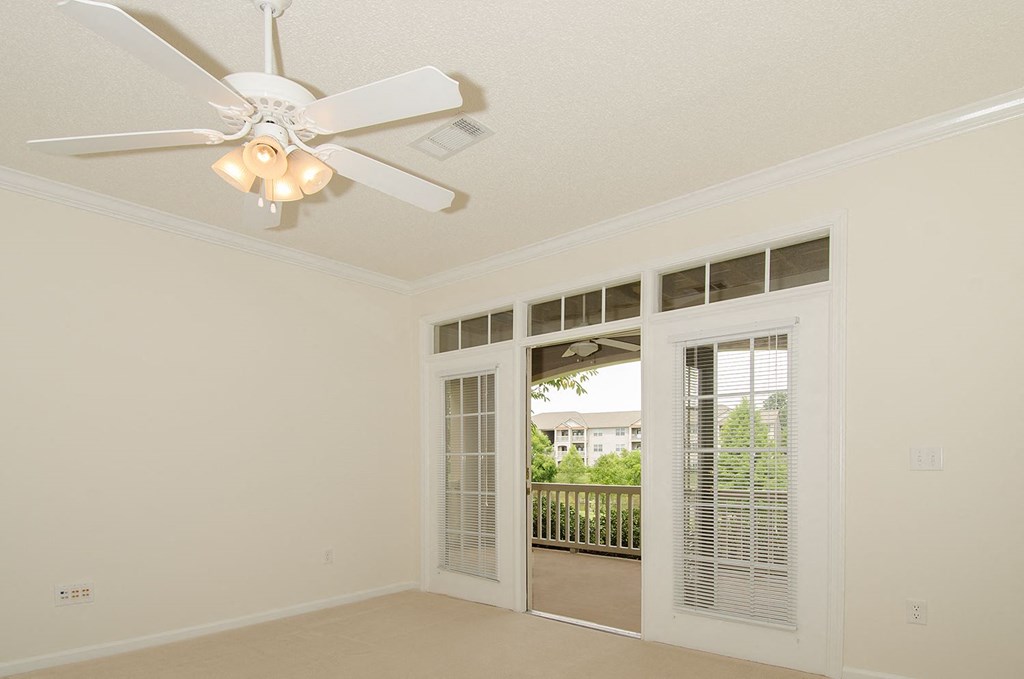 living room with fan
