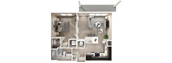 1 bed 1 bath floor plan C at Icon Apartment Homes at Ferguson Farm, Bozeman, MT, 59718