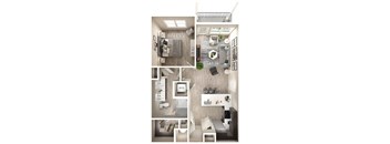 1 bed 1 bath floor plan A at Icon Apartment Homes at Ferguson Farm, Montana