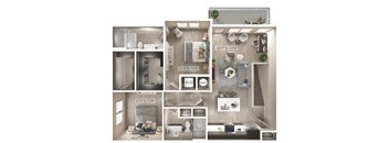 2 bed 2 bath floor plan A at Icon Apartment Homes at Ferguson Farm, Bozeman, 59718