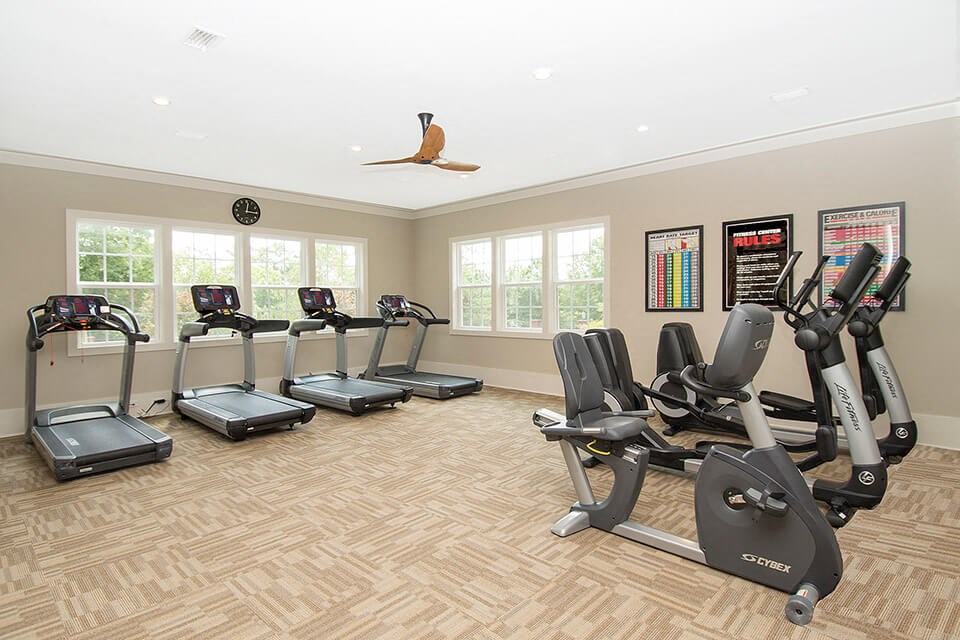 fitness studio with cardio equipment