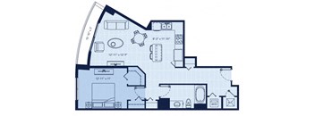 a blue and white floor plan of a house