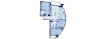 a blue and white floor plan of a boat
