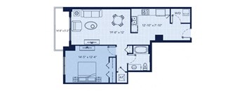 a floor plan of a small apartment at Regatta at New River, Florida, 33301