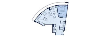 a floor plan of a small apartment at Regatta at New River, Fort Lauderdale, 33301