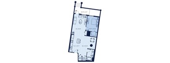 a floor plan of a small apartment at Regatta at New River, Fort Lauderdale Florida