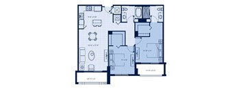 a blue and white floor plan of a house at Regatta at New River, Fort Lauderdale Florida