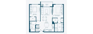 a floor plan of a bedroom apartment at Regatta at New River, Fort Lauderdale, FL
