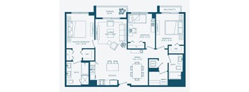 a blue and white floor plan of a house at Regatta at New River, Fort Lauderdale, FL