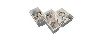 a floor plan of a home with two bedrooms and two bathrooms at Saba Pompano Beach, Pompano Beach Florida