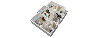 a floor plan of a house with a woman in the living room at Saba Pompano Beach, Florida