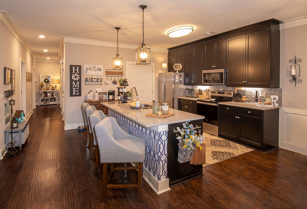 kitchen with island and chairs