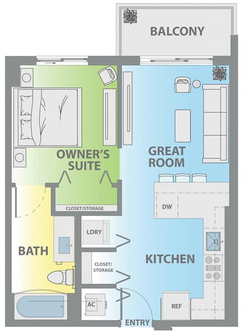 a floor plan of a room with a bathroom and a great room