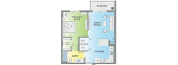 a floor plan of a room with a bathroom and a bedroom