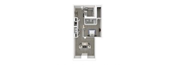 a floor plan of a 1 bedroom floor plan with a bathroom and a living room