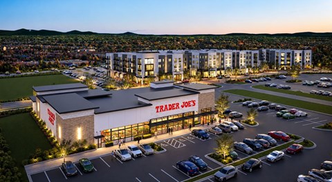 A Tred Joe's store is shown with a parking lot in front.