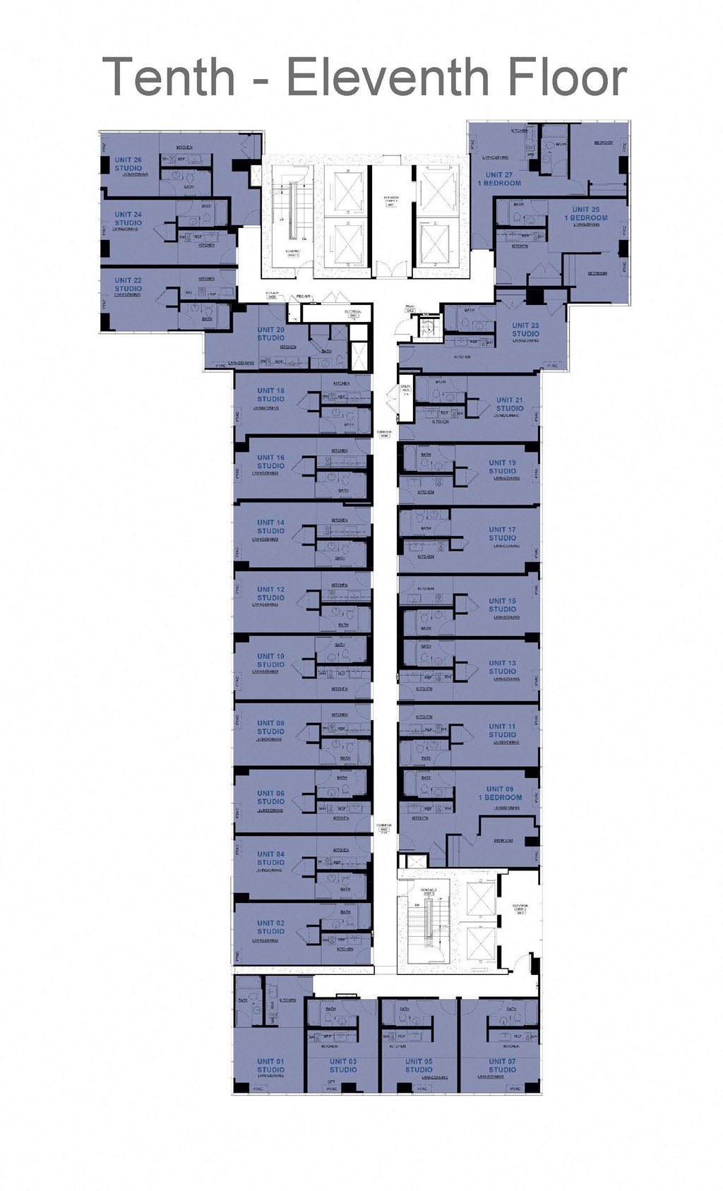 typical floor plan of the elevation floors of the building
