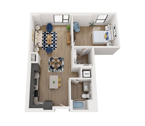 bedroom floor plan at the langston apartments in cleveland, oh