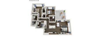 1207 square foot 2 bedroom penthouse