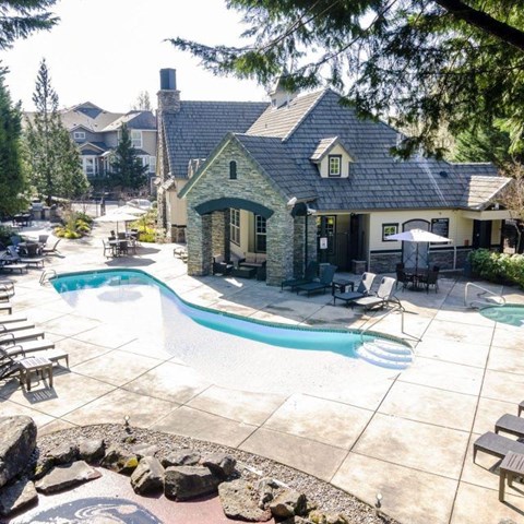 A house with a pool in the backyard.