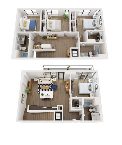 Townhome 5 Combined Floorplan