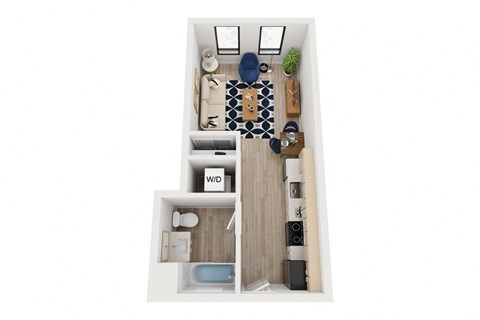Blake - A1 Floor Plan - Studio Apartment - 430sf