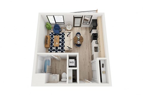 Blake - A2 Floor Plan - Studio Apartment - 450 sf