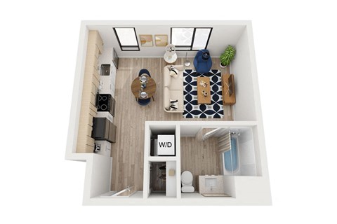 Blake - A3 Floor Plan - Studio Apartment - 455 sf