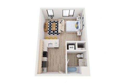 Blake - A6 Floor Plan - Studio Apartment - 584 sf