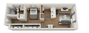 624 square foot urban 1 bedroom with no balcony.