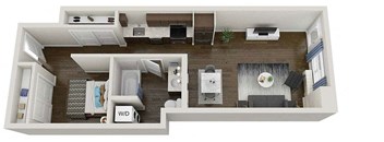 646 square foot urban 1 bedroom with no balcony.
