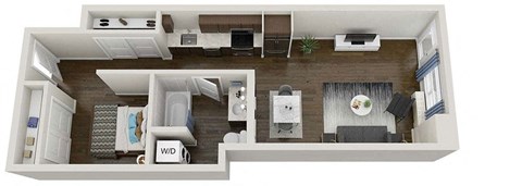 646 square foot urban 1 bedroom with no balcony.