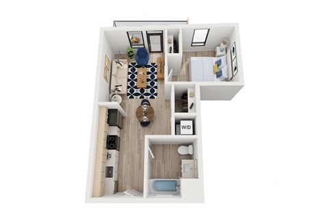 Blake - B2 Floor Plan - One Bedroom - 587 sf