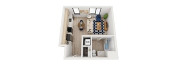 Blake - B3 Floor Plan - One Bedroom - 632 sf