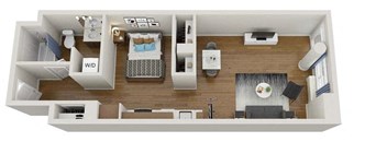 630 square foot urban 1 bedroom with no balcony.
