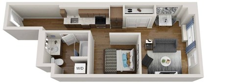 543 square foot urban 1 bedroom with no balcony.