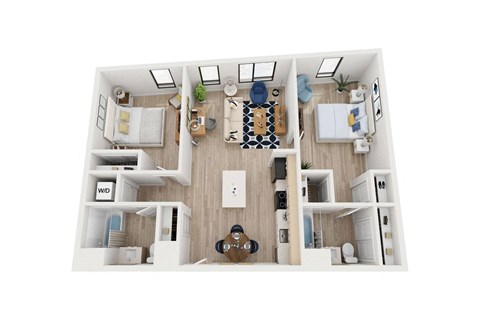 Blake - C6 Floor Plan - Two Bedroom Two Bath - 1079 sf