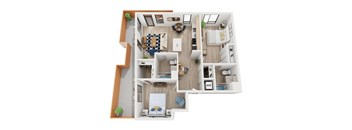 Blake - C7 Floor Plan - Two Bedroom Two Bath - 1142 sf