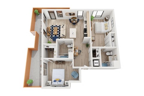 Blake - C7 Floor Plan - Two Bedroom Two Bath - 1142 sf