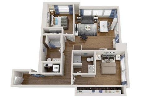 993 square foot 2 bedroom with no balcony.