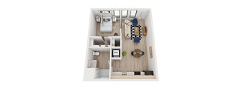 Blake - LW1 Floor Plan - Live Work Loft One Bedroom - 756 sf