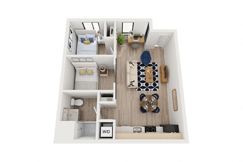 Blake - LW2 Floor Plan - Live Work Loft Two Bedroom - 994 sf