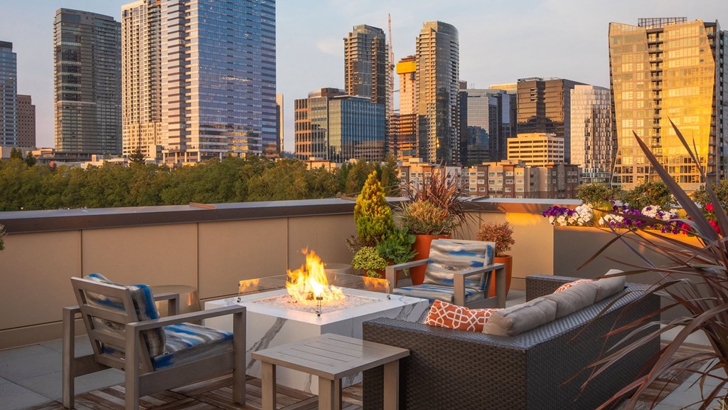 Margot Bellevue Rooftop Firepit Evening