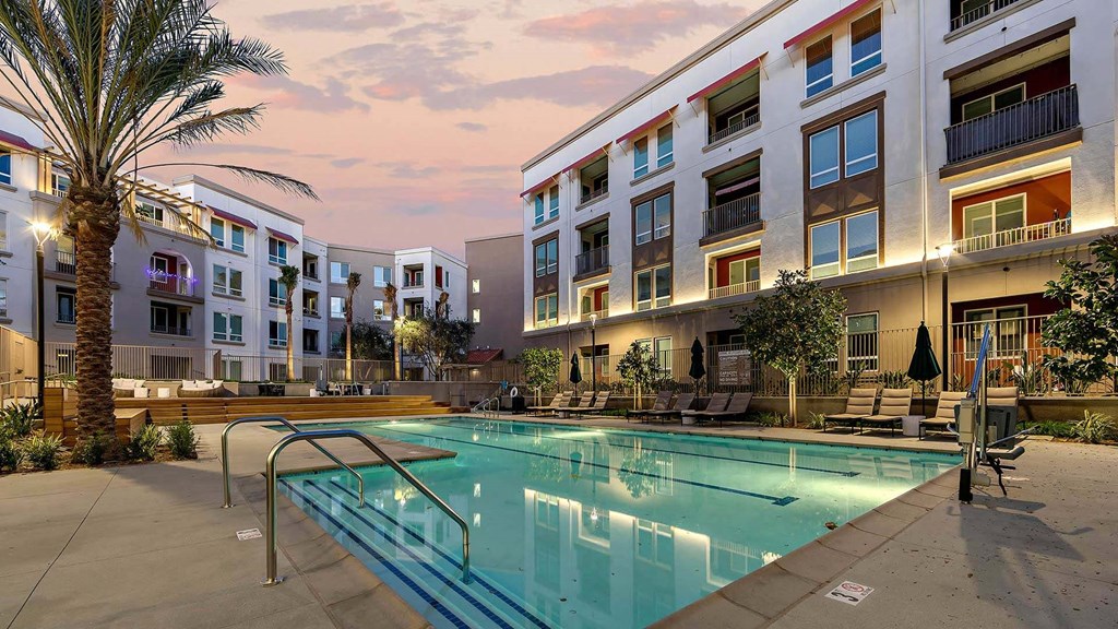 upland pool view sunset