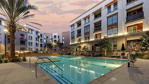 upland pool view sunset