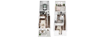 Two floor plan images of a house with a car parked in the garage. at Allier Foley, Foley, AL 36535