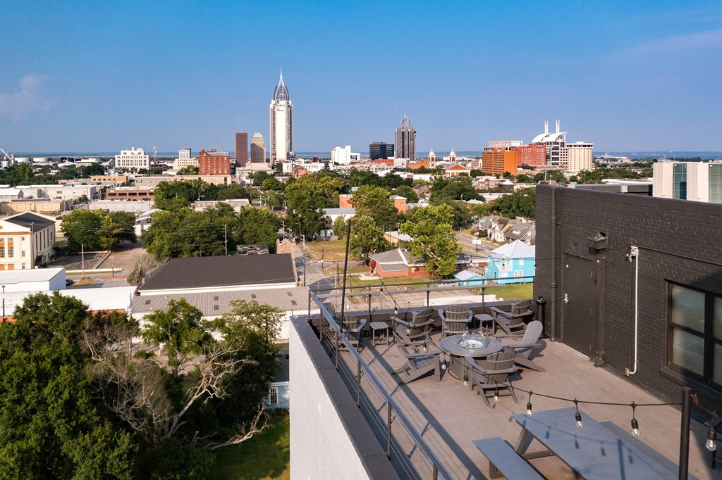 a view of the city from the rooftop terrace at Elevate 758, Mobile, 36602