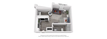 a bedroom with a bed and a dresser in a room