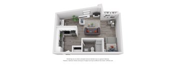 a bedroom with a bed and a chair in a room