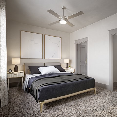 Bedroom with ceiling fan at Allier Heartwood, Richmond Hill